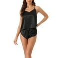 thumbnail image 1 of INSPIRE CHIC Women's Satin Pajamas Sleeveless Cami Sleepwear with Shorts Sliky Lounge Set XL Black, 1 of 6