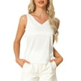 thumbnail image 1 of INSPIRE CHIC Women's Satin Pajamas Tank Top V Neck Sleeveless Silky Casual Shirt Blouse XS White, 1 of 6