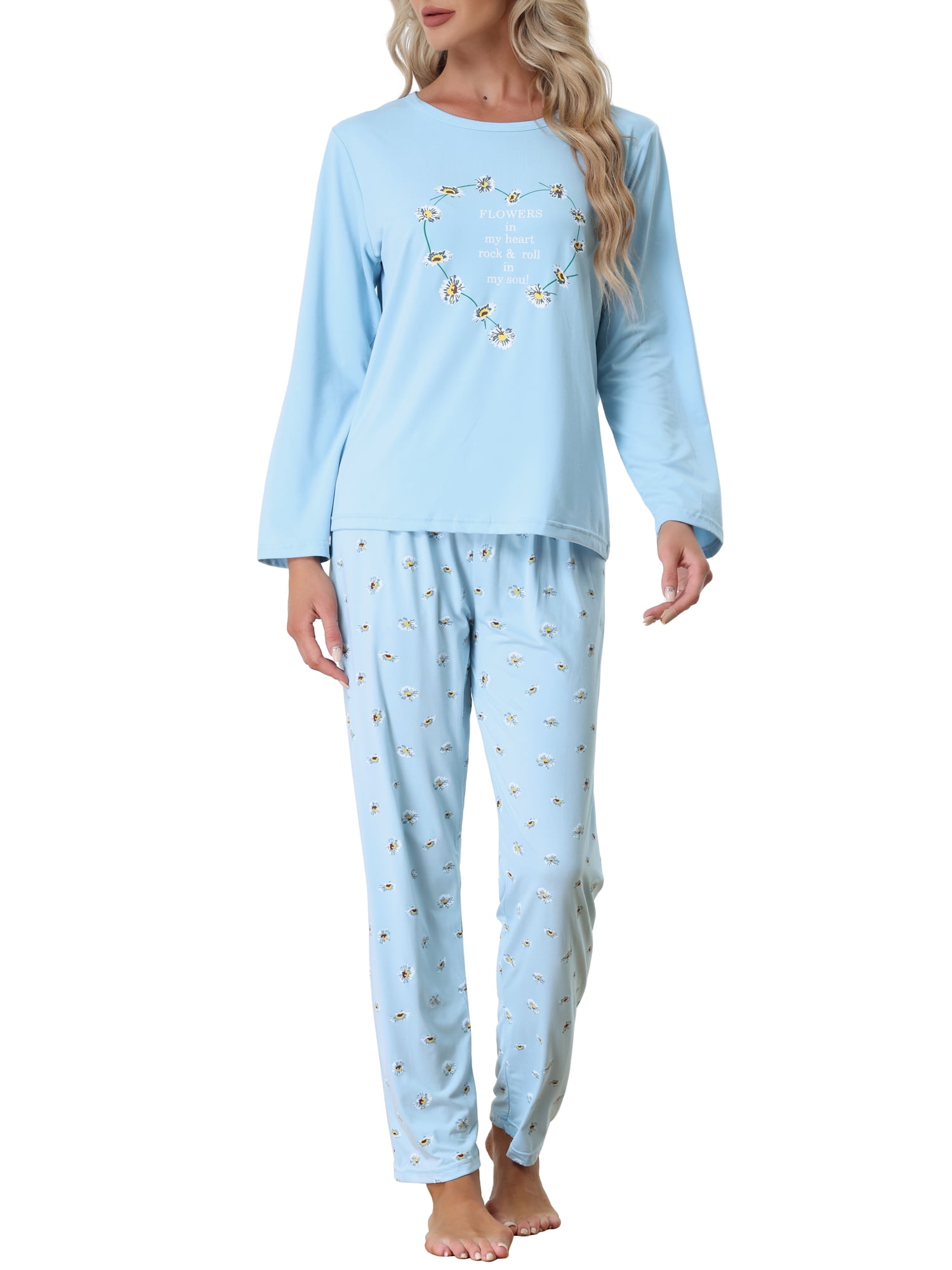 Pajama Set Women Peach-print Lovely Spring Sleepwear Lounge Korean