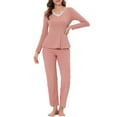 thumbnail image 1 of INSPIRE CHIC Women's Sleepwear Pajama Soft Knit with Lace Stretchy Nightwear Lounge Sets XS Pink, 1 of 4