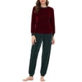 thumbnail image 1 of INSPIRE CHIC Women's Velvet Pajamas Set Long Sleeve Top and Pants Soft Warm Sleepwear XS Red, 1 of 5