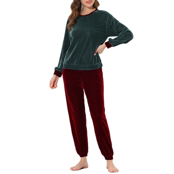 INSPIRE CHIC Women's Velvet Pajamas Set Long Sleeve Top and Pants Soft Warm Sleepwear XL Gray