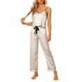thumbnail image 1 of INSPIRE CHIC Women's Satin Pajama Sets Cami Top with Palazzo Pants 2 Pcs Silky Sleepwear Nightwear L Beige, 1 of 5