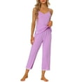 thumbnail image 1 of INSPIRE CHIC Women's Mother's Day Cami Top with Lace Trim Capri Pant 2 Pcs Pajama Set Soft Modal Loungwear Sleepwear XL Gray, 1 of 6