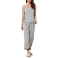 thumbnail image 1 of INSPIRE CHIC Women's Cami Top with Lace Trim Capri Pant 2 Pcs Pajama Set Soft Modal Loungwear Sleepwear L Light Grey, 1 of 6