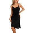 thumbnail image 1 of INSPIRE CHIC Women's Camisole Nightgown Mid Length Sleeveless Sleepwear Side Slit Nightshirt M Black, 1 of 6
