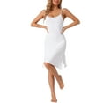 thumbnail image 1 of INSPIRE CHIC Women's Camisole Nightgown Mid Length Sleeveless Sleepwear Side Slit Nightshirt S White, 1 of 6