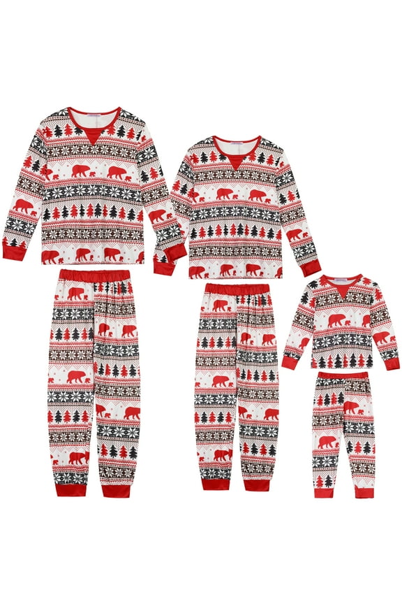 Christmas Family Matching 2 Piece Pajama Sets Long Sleeve Party Gift Set ["Women"] S White