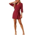 thumbnail image 1 of INSPIRE CHIC Women's Robe Lightweight Short Bathrobe Cotton Thin Sleepwear Soft Ladies Loungewear XS Red, 1 of 6