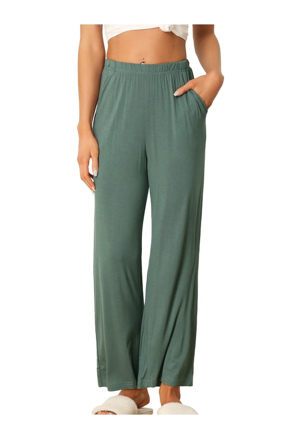 Women's Cotton Pajama Pants with Pockets Soft Breathable Lounge Sleep Bottoms Elastic Waist Casual Sweatpants XS Green