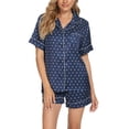 thumbnail image 1 of INSPIRE CHIC Women's Satin Pajama Sets Button Down Shirt and Shorts 2 Pcs Floral Loungewear XL Deep Blue, 1 of 5