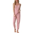thumbnail image 1 of INSPIRE CHIC Women's Fluffy Fleece Pajama Set Sleeveless Cami Joggers Thick Plush Loungewear Sleepwear XL Pink, 1 of 5