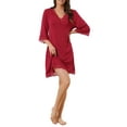 thumbnail image 1 of INSPIRE CHIC Women's Lace Nightdress Modal Soft Half Sleeve Sleepshirt Loungewear Pajama Nightgown XS Wine Red, 1 of 6