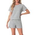 thumbnail image 1 of INSPIRE CHIC Women's Loungewear Short Sleeve Tops and Shorts with Pockets Outfits Matching Lounge Pajama Sets M Gray, 1 of 6