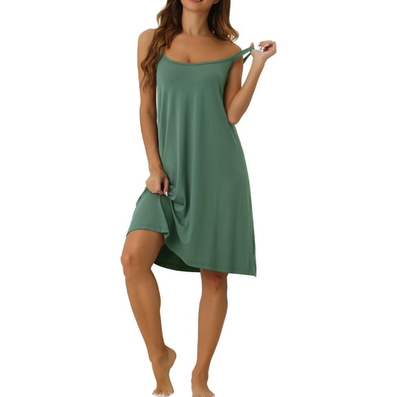 INSPIRE CHIC Women's Nightgown Backless Cross Spaghetti Straps Loose Pajamas Casual Loungewear L Green