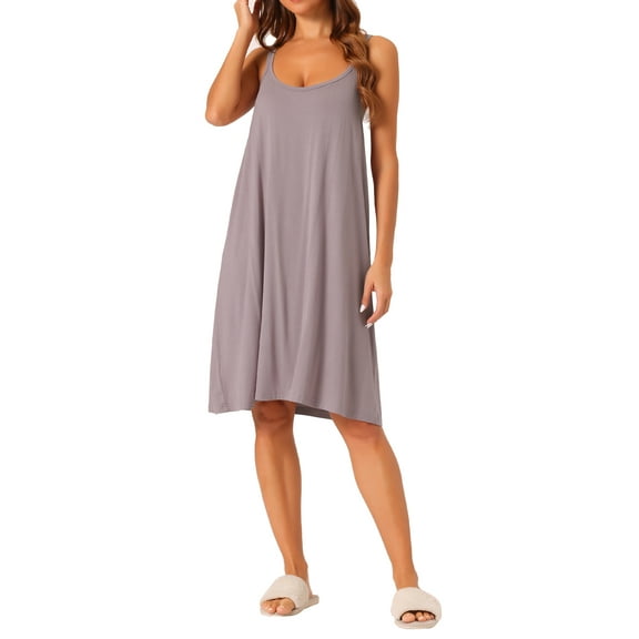 INSPIRE CHIC Women's Nightgown Backless Cross Spaghetti Straps Loose Pajamas Casual Loungewear XL Purple