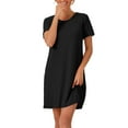 thumbnail image 1 of INSPIRE CHIC Women's Nightgowns Modal Sleepwear Short Sleeve Sleep Shirt Crewneck Short Nightshirt S Black, 1 of 6