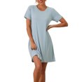 thumbnail image 1 of INSPIRE CHIC Women's Nightgowns Modal Sleepwear Short Sleeve Sleep Shirt Crewneck Short Nightshirt M Blue, 1 of 6