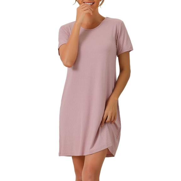 INSPIRE CHIC Women's Nightgowns Modal Sleepwear Short Sleeve Sleep Shirt Crewneck Short Nightshirt XS Pink