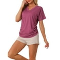 thumbnail image 1 of INSPIRE CHIC Women's Pajama Tops Soft Comfy Pajama Shirts V-Neck Short Sleeve Sleep Tops L Red, 1 of 5