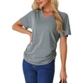 thumbnail image 1 of INSPIRE CHIC Women's Pajama Tops Soft Comfy Pajama Shirts V-Neck Short Sleeve Sleep Tops M Grey, 1 of 5