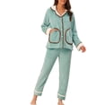 thumbnail image 1 of INSPIRE CHIC Women's Pajamas 2 Piece Set Button Top and Pants Flannel Winter Sleepwear XS Blue, 1 of 6