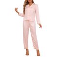 thumbnail image 1 of INSPIRE CHIC Women's Pajamas Set Long Sleeve Button Down Notched Collar Soft Casual Sleepwear Lounge Sets S Light Pink, 1 of 6