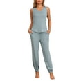 thumbnail image 1 of INSPIRE CHIC Women's Pajamas Loungewear Knit Sleeveless V Neck Tank Tops with Pants Pajamas Set M Blue, 1 of 6