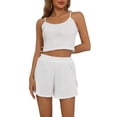 thumbnail image 1 of INSPIRE CHIC Women's Pajamas Loungewear Soft Rounf Neck Spaghetti Strap Top and Shorts Set M White, 1 of 6