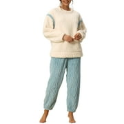 cheibear Womens Pajamas Sets Fluffy 2 Piece Fleece Pullover Tops Pants Loose Winter Sleepwear