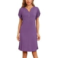 thumbnail image 1 of INSPIRE CHIC Women's Pajamas V-Neck Nightshirt Loungewear Ruffle Short Sleeve Nightgowns S Purple, 1 of 4