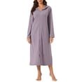 thumbnail image 1 of INSPIRE CHIC Women's Zip Up Nightgowns Long House Robe Long Sleeve Hooded Sweatshirt Loungewear with Pockets L Purple, 1 of 6