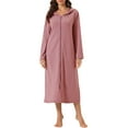 thumbnail image 1 of INSPIRE CHIC Women's Zip Up Nightgowns Long House Robe Long Sleeve Hooded Sweatshirt Loungewear with Pockets M Dark Pink, 1 of 6
