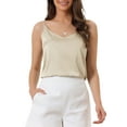 thumbnail image 1 of INSPIRE CHIC Women's Satin Cami Tops V Neck Spaghetti Strap Silk Sleep Lounge Pajamas Blouse XS Champagne, 1 of 6