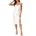 thumbnail image 1 of INSPIRE CHIC Women's Satin Nightdress Sleeveless Backless Slit Silky Midi Nightgown S White, 1 of 6