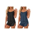 thumbnail image 1 of NOMADIC NOOK Women's Satin Pajamas Sets Cami Short PJ Sets Silky Loungewear 2 Pack Medium Black/Navy Blue, 1 of 5