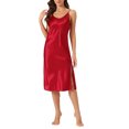 thumbnail image 1 of INSPIRE CHIC Womens Satin Sleeveless Pajama Dress Round Neck Sleepwear Lounge Camisole Silky Nightgowns Red XS, 1 of 5