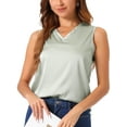 thumbnail image 1 of INSPIRE CHIC Womens Satin Tank Tops Casual Sleeveless Blouses V Neck Summer Top M Light Green, 1 of 6