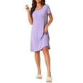 thumbnail image 1 of INSPIRE CHIC Women's Sleepshirt Short Sleeve Ruffle Nightgown Sleep Dress Loungewear Nightshirts S Purple, 1 of 6