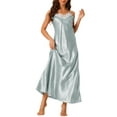 thumbnail image 1 of INSPIRE CHIC Women's Sleeveless Camisole Pajamas V Neck Sleepwear Lace Trim Lounge Maxi Nightgowns M Gray, 1 of 6