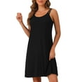 thumbnail image 1 of INSPIRE CHIC Women's Sleeveless Pajama Dress Modal Chemise Sleepshirts Nightshirts Spaghetti Strap Nightgowns S Black, 1 of 6