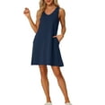 thumbnail image 1 of INSPIRE CHIC Women's Sleeveless Pajamas Tank Dress with Pockets V Neck Sleepwear Lounge Nightgowns XL Dark Blue, 1 of 6