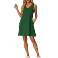 thumbnail image 1 of INSPIRE CHIC Women's Sleeveless Pajamas Tank Dress with Pockets V Neck Sleepwear Lounge Nightgowns S Green, 1 of 6