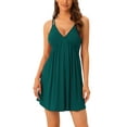 thumbnail image 1 of INSPIRE CHIC Women's Sleeveless Sleepwear Chemises Lingerie V Neck Mini Slip Soft Pajama Dress M Peacoke Green, 1 of 6