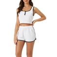 thumbnail image 1 of INSPIRE CHIC Women's Ribbed Pajama Sets Sleeveless Crop Tank Top and Shorts 2 Piece Lounge Outfits Sets L White, 1 of 6
