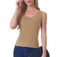 thumbnail image 1 of INSPIRE CHIC Women's Tank Top Round Neck Sleeveless Solid Layer Camisole S Khaki, 1 of 5