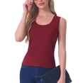 thumbnail image 1 of INSPIRE CHIC Women's Tank Top Round Neck Sleeveless Solid Layer Camisole S Wine Red, 1 of 5