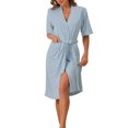 thumbnail image 1 of INSPIRE CHIC Women's Towel Robe with Pocket Short Sleeve Toweling Self Tie Loose Bathrobe for After Shower M Blue, 1 of 5
