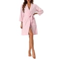 thumbnail image 1 of INSPIRE CHIC Women's Waffle Bathrobe Chenille Soft Kimono Spa & Bath Mid-Length Robes L Pink, 1 of 6