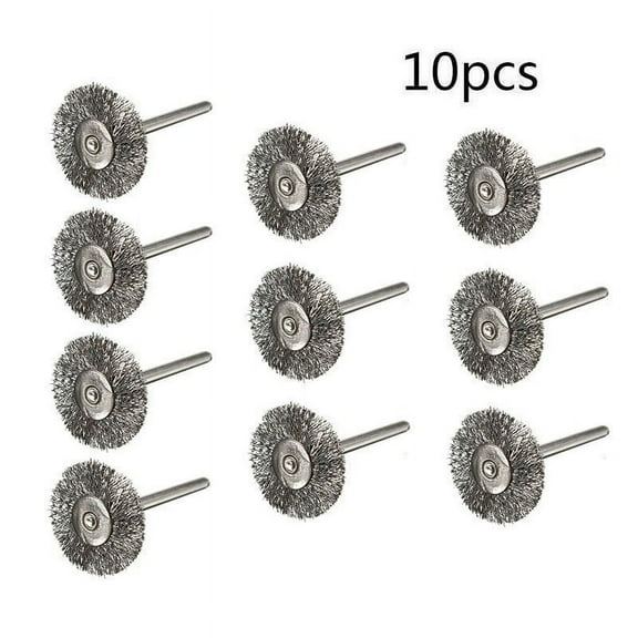 chengsi 10 Pcs 22mm Polishing Tool Steel Wire Wheel Brush Set For Metal Polishing 3.0mm Shank Rotary Brush For Dremel Rotary Tool